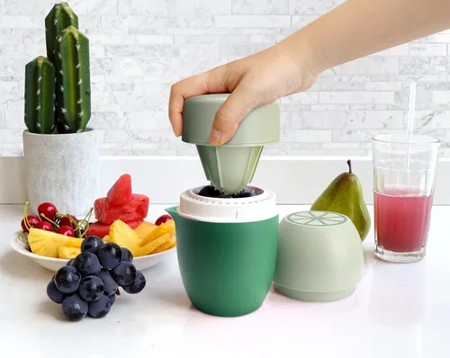Vista 4 de Lechin Exprimidor de mano - Exprimidor de cítricos con forma de limón - Exprimidor de limón a mano con dos opciones de prensa para diferentes frutas