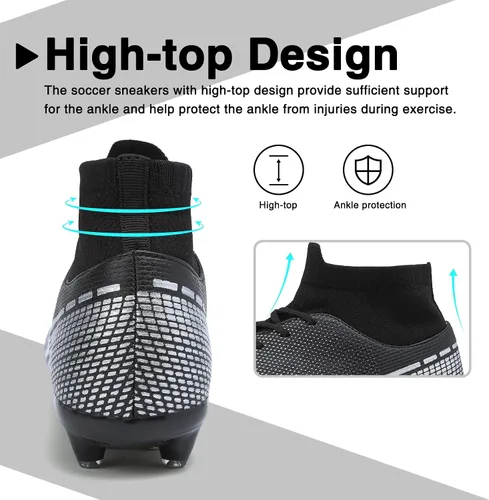 Vista 4 de CBUSTER Tacos de fútbol para hombre, de caña alta, para mujer, AG TF