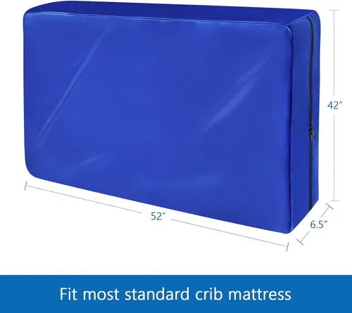 Vista 3 de Bolsa de colchón de cuna, impermeable, resistente, con cremallera fuerte, reutilizable, para moverse, color azul
