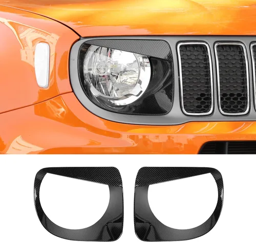 Vista 9 de CheroCar Cubierta para faro delantero, biseles de faros delanteros, anillo para Jeep Renegade 2019-2024, color negro
