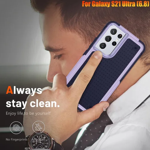 Vista 7 de Funda resistente para Samsung Galaxy S21 Ultra de 6.8 pulgadas, 4 esquinas con bolsas de aire [protección contra caídas de 12 pies], agarre