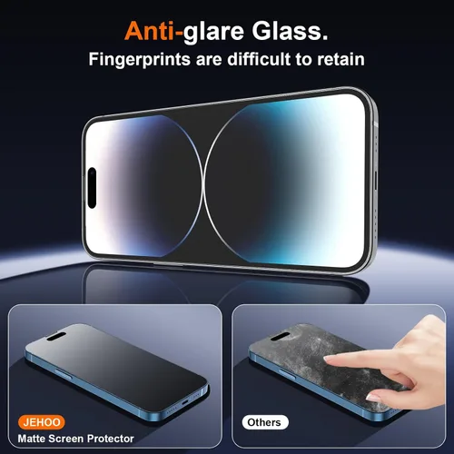 Vista 4 de 2 Pieces for iPhone 14 Pro Max Matte Tempered Glass Film