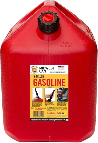 Vista 2 de Midwest Can Company 5610 - Recipiente de combustible para latas de gasolina de 5 galones con boquilla (paquete de 2)