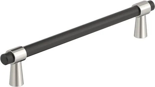 Vista 36 de Amerock BP37385FBG10 Mango de gabinete negro mate/níquel satinado Mango de gabinete de 3 pulgadas (76 mm) de centro a centro Mergence