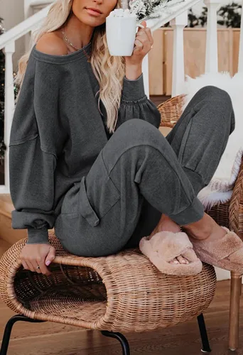 Vista 6 de TOLENY Conjunto deportivo de 2 piezas para mujer, sudadera sin botones y pantalones largos tipo cargo