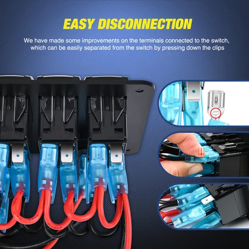 Vista 4 de Nilight Panel de Interruptor Basculante de 3 Posiciones con Cargador USB y Encendedor de Cigarrillos 12V 24V Barra de Luz LED Toggle Luces Traseras