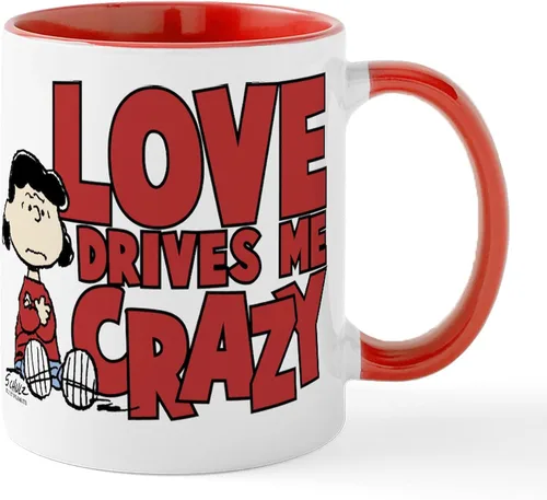 Vista 8 de CafePress Peanuts Lucy Love Drives Me Craz - Taza de café de cerámica de 11 oz (11.0 fl oz)