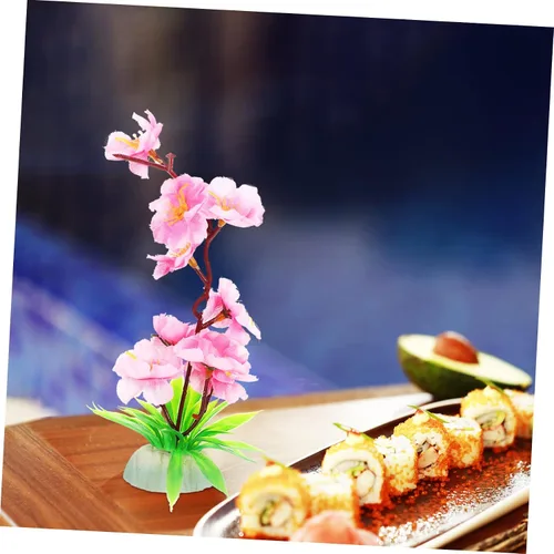 Vista 9 de 5 sets Exquisito plato de flores japonesas para sushi decorativo frío plato flor adorno flor falsa decoración 2 piezas x 5