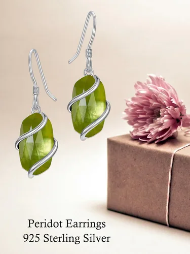 Vista 3 de Aretes para mujer de plata de ley 925, delicados aretes colgantes de piedras preciosas, joyería fina, aniversario, cumpleaños, regalos de Navidad