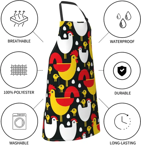 Vista 5 de Delantal ajustable con babero para hombres y mujeres, chef, cocina, barbacoa, parrilla