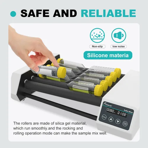 Vista 4 de Mezclador de Rodillos de Tubos Analógico Digital, Mezclador de Tubos con Velocidad Ajustable 20-80RPM, 6 Rodillos con Temporizador (1min-23h59min)