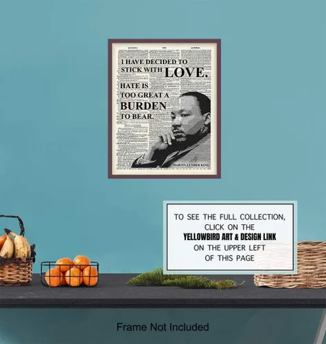 Vista 7 de Arte inspirador de pared de diccionario de Martin Luther King, MLK, decoración del hogar, póster reciclado para decoración de oficina o habitación