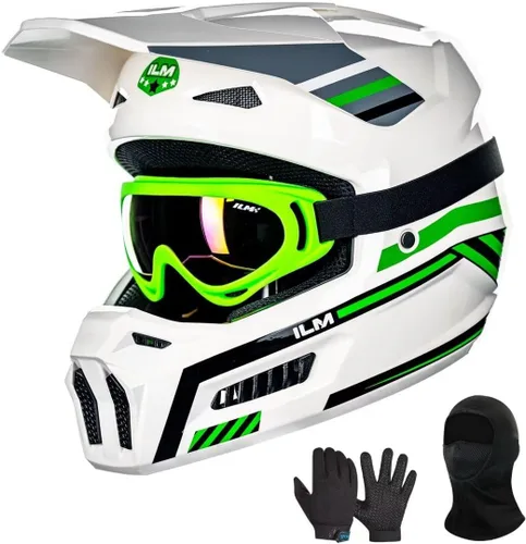 Vista 11 de ILM Cascos de Motocross Juveniles para Niños Casco ATV Motocross BMX Fuera de Carretera Motocicleta con Gafas, Guantes y Máscara DOT Modelo MT601Y