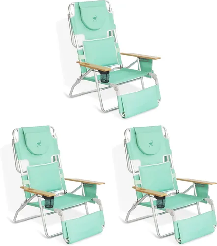Vista 13 de Ostrich Silla de playa reclinable 3-N-1 de lujo acolchada para exteriores, color azul (paquete de 2)