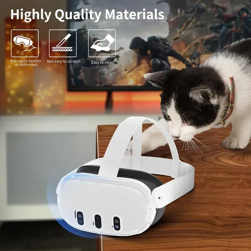 Vista 5 de HiBloks VR Shell Protective Cover for Meta Quest 3 Accessories, Transparent VR Headset Protective Cover with Precise Hole for Oculus Quest 3