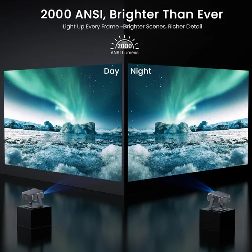 Vista 11 de Proyector para exteriores de Google TV con licencia oficial ANSI 2000 4K Full HD, proyector inteligente con WiFi y Bluetooth