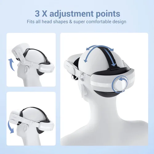 Vista 3 de SUPAVR Head Strap with 8000mAh Battery Pack for Oculus Quest 2 AccessoriesElite Strap Enhanced Adjustable Comfort Power Extended 7 Hrs of Playtime