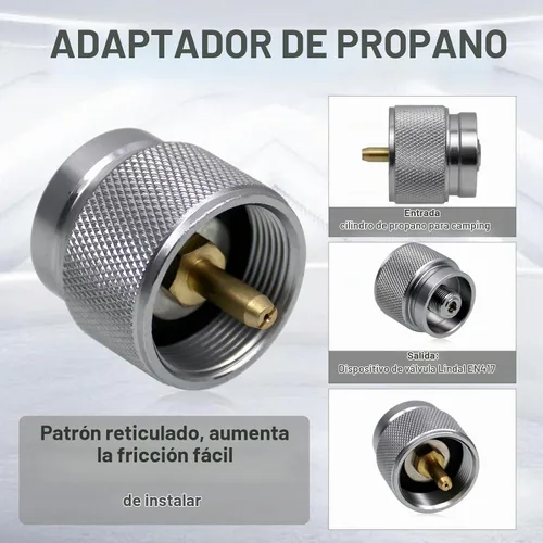 Vista 3 de Kit de Adaptador de Recarga de Gas RULLINE para Estufas de Camping - Juego de Adaptador de Recarga de Botella de Válvula EN417 Lindal para Tanques