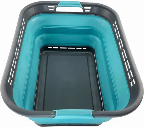 Vista 13 de SAMMART - Canasta plegable de plástico para la ropa sucia de 42L (11 galones) – Contenedor/organizador de almacenamiento plegable – Tina portátil