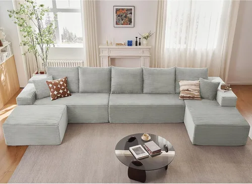 Vista 86 de Lakifun Sofá en Forma de L de 107" con Otomana, Seccional Modular Moderno Sofá Cómodo en Forma de U Nube, Asiento Profundo, Chaise Longue Cama