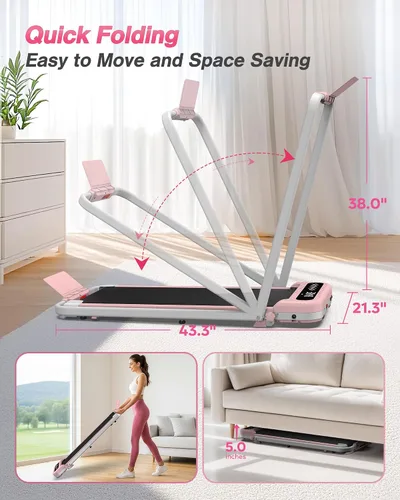 Vista 8 de WELLFIT Caminadora plegable con inclinación, capacidad de 320 libras, caminadora para caminar con barra de agarre, caminadoras portátiles