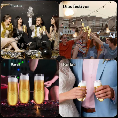 Vista 7 de Guanqiao Paquete de 12 copas de champán de plástico sin pie, 266 ml, vasos de plástico transparentes desechables, vasos de mimosa irrompibles