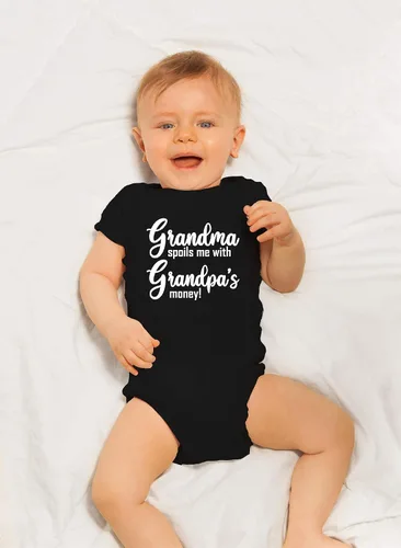 Vista 6 de CBTwear Grandma Spoils Me With Grandpa's Money Baby Body Lindo Recién Nacido Ropa Unisex Humor Mameluco