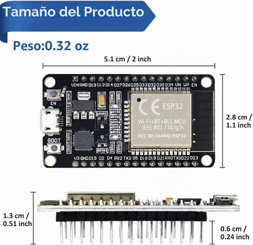 Vista 2 de ESP32S ESP32 Placa de desarrollo 2.4 GHz Dual Core WLAN WiFi + Bluetooth 2-en-1 Microcontrolador ESP-WROOM-32 Chip para Arduino (30PIN, 2PCS)