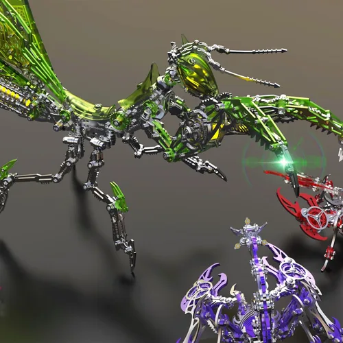 Vista 5 de Rompecabezas de metal 3D para adultos, conjunto de construcción de rompecabezas de Mantis, kit de modelo de metal 3D altamente difícil, rompecabezas