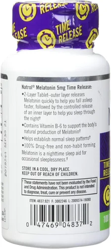 Vista 2 de Natrol Melatonina Melatonina Liberación Tiempo, 90 Tabletas