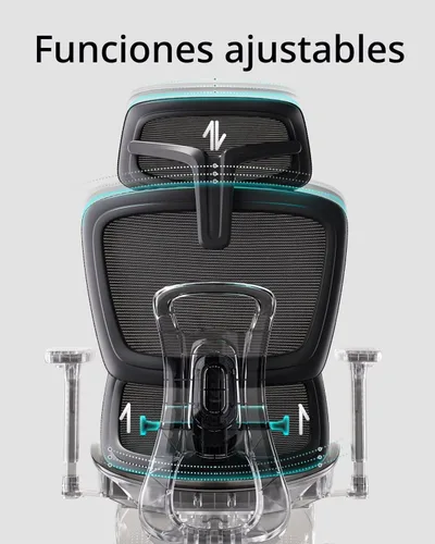 Vista 6 de Silla de oficina ergonómica Hbada con reposabrazos ajustables 3D, soporte lumbar ajustable, respaldo alto para silla de computadora, silla