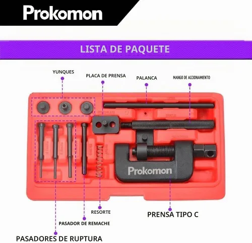 Vista 2 de Kit de herramientas para romper cadenas de 13 piezas; herramienta
