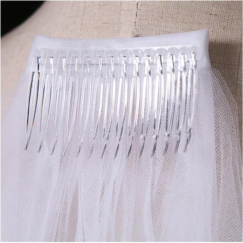 Vista 7 de auwiyd Velo de novia corto velo de boda con borde de satén con peine para mujeres y niñas, velo de borde de cinta de 2 niveles para boda, despedida