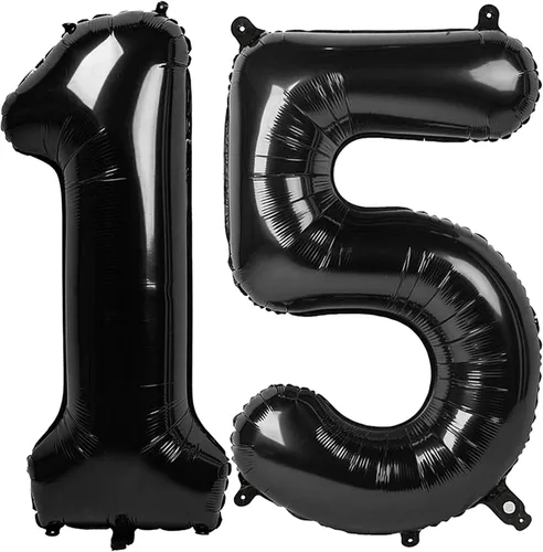 Vista 290 de Globos con números de 40 pulgadas, color negro, para decoraciones de cumpleaños de 10 a 100 años Jumbo 40In & Vibrant Color, With Hanging Holes