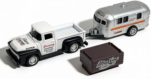 Vista 2 de VIIGER Camión Pickup Remolcador de Tráiler Juguete Cámper RV Autocaravana Juguetes para Niños Modelo de Auto de Metal Fundido a Presión