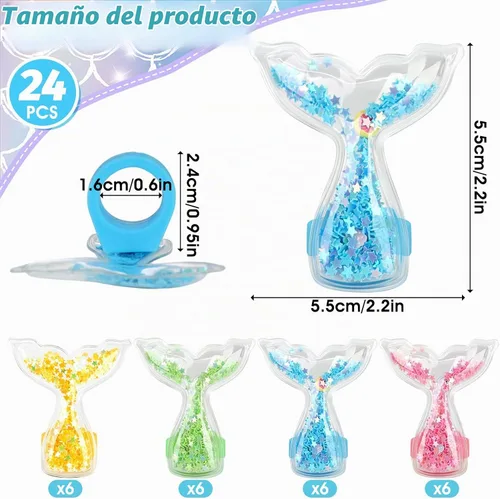 Vista 2 de 24Pcs Mermaid Tails Cupcake Ring Toppers Under the Sea Cupcake Topper for Mermaid theme Birthday Party Cake Decorations Baby Shower Weeding