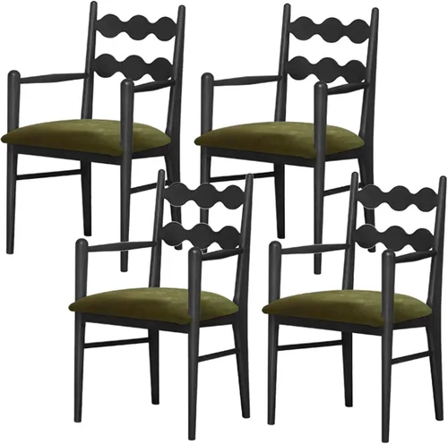Vista 24 de Sillas de comedor tapizadas, silla de cocina con respaldo, silla de sala de estar con brazos versátil asiento de comedor de granja, sillas