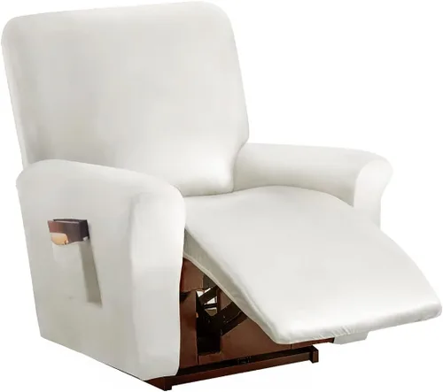 Vista 18 de Vctops - Funda elástica de 6 piezas para sofá biplaza reclinable, de cuero sintético impermeable, protector de muebles antideslizante con borde Negro