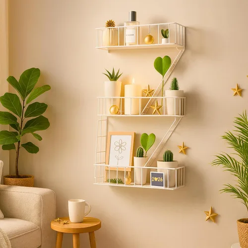 Vista 6 de Estante de Pared Fire Escape – Estante Flotante Decorativo de Nueva York – Estante de Escalera de Arte de Pared – Estantes de Baratijas de Metal