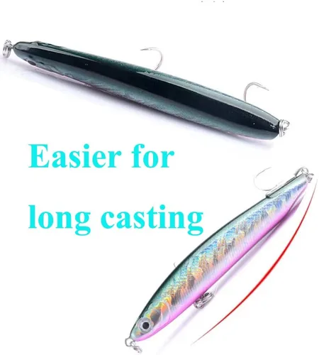 Vista 3 de Señuelos de lápiz de hundimiento lento, como tapones duros de Jerkbaits Crankbaits para salmón bajo, etc. Agua dulce y salada, 39