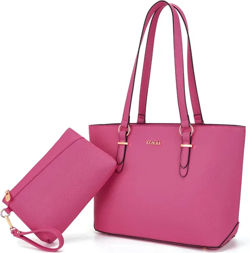 Vista 20 de YZAOLL Bolsos para mujer de cuero sintético, medianos y grandes, bolso de hombro, cartera, juego de bolso de mano y billetera