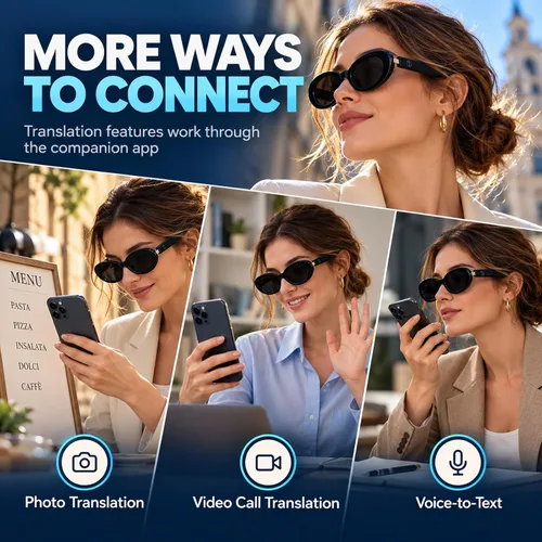 Vista 5 de AI Smart Glasses, Fashion Bluetooth Sunglasses Cat Eye Frame Thin Temples