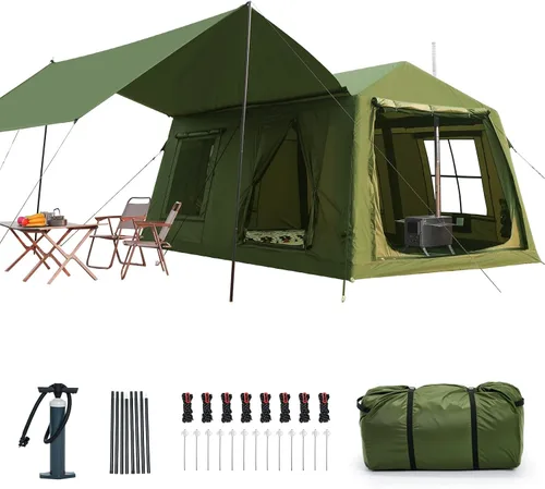 Vista 2 de Inflatable Tents for Camping, Large Blow Up Tent with Hand Pump, Easy Setup InflatableTent 4 Season Tent, Waterproof Oxford Air Glamping Tents for
