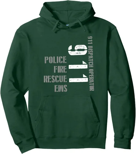 Vista 8 de 911 Dispatcher EMS EMT Police Dispatchers Operators Uniforme Sudadera con capucha Negro