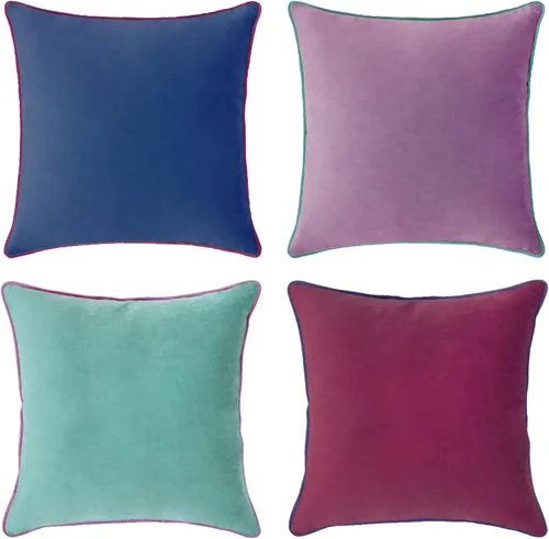 Vista 11 de MONDAY MOOSE - Juego de 4 fundas de cojín decorativas de terciopelo suave, diseño moderno de doble cara; mezcla y combina, rellenos de almohada