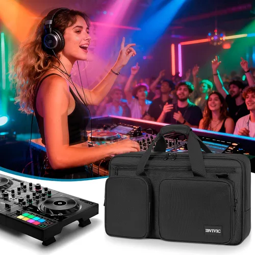 Vista 6 de IBVIVIC Bolsa para controlador de DJ, se adapta a DDJ-REV1/DDJ SR/SR2/Denon MC4000/Numark Mixtrack Pro FX/NVII/Mixstream Pro+/Mixstream Pro Go/NI