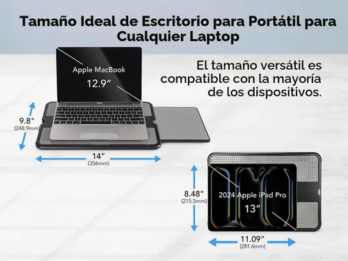 Vista 5 de EHO Almohadilla de regazo para laptop – Almohadilla de soporte para laptop con bandeja retráctil para mouse, protector térmico antideslizante, mesa