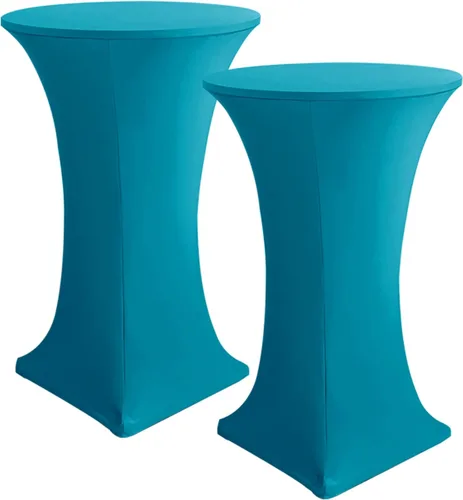 Vista 9 de HolidayIdeas Fundas para Mesa de Cóctel, Paquete de 2 - Manteles de Cóctel de Spandex Elástico Ajustado con Esquinas Cuadradas