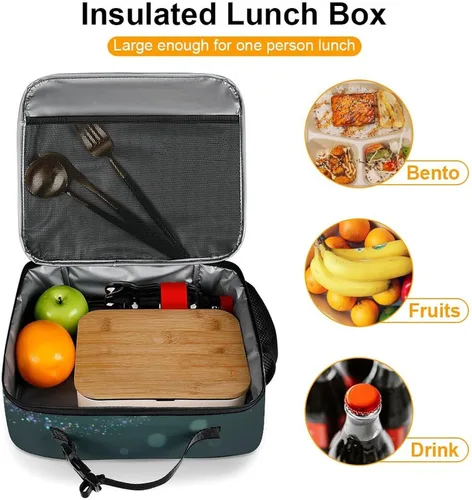 Vista 6 de Lonchera reutilizable de libélula con aislamiento, bolsa enfriadora, lonchera para comida y comida, bolsa de mano para mujeres, niños, niñas
