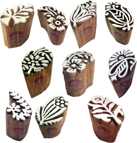 Vista 11 de Sellos de impresión de arcilla Arty Crafty pequeños bloques de madera con forma floral (juego de 10) Htag2101